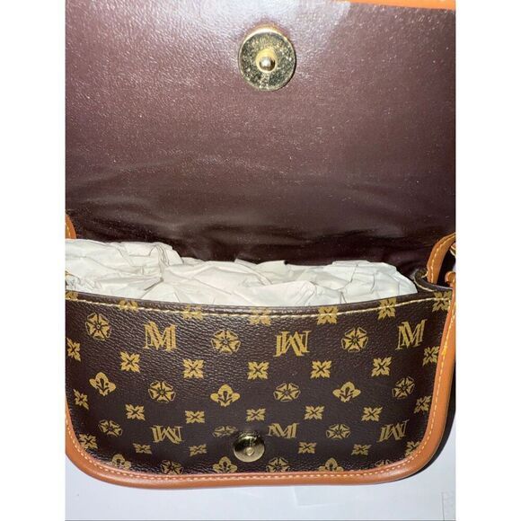 Starbags Moni Women's Faux Leather Monogram Snap Mini Crossbody Bag Brown NWT - Picture 8 of 9